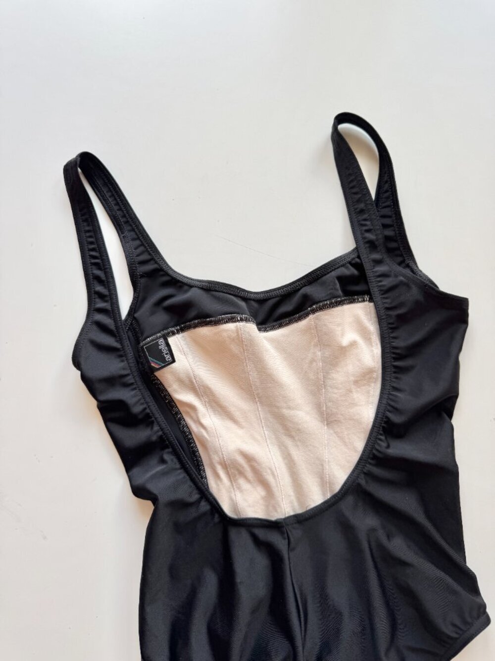 Vintage ARIELLA Black White Patchwork Square Neck One Piece Swimsuit, Size 8 - Picture 5 of 9